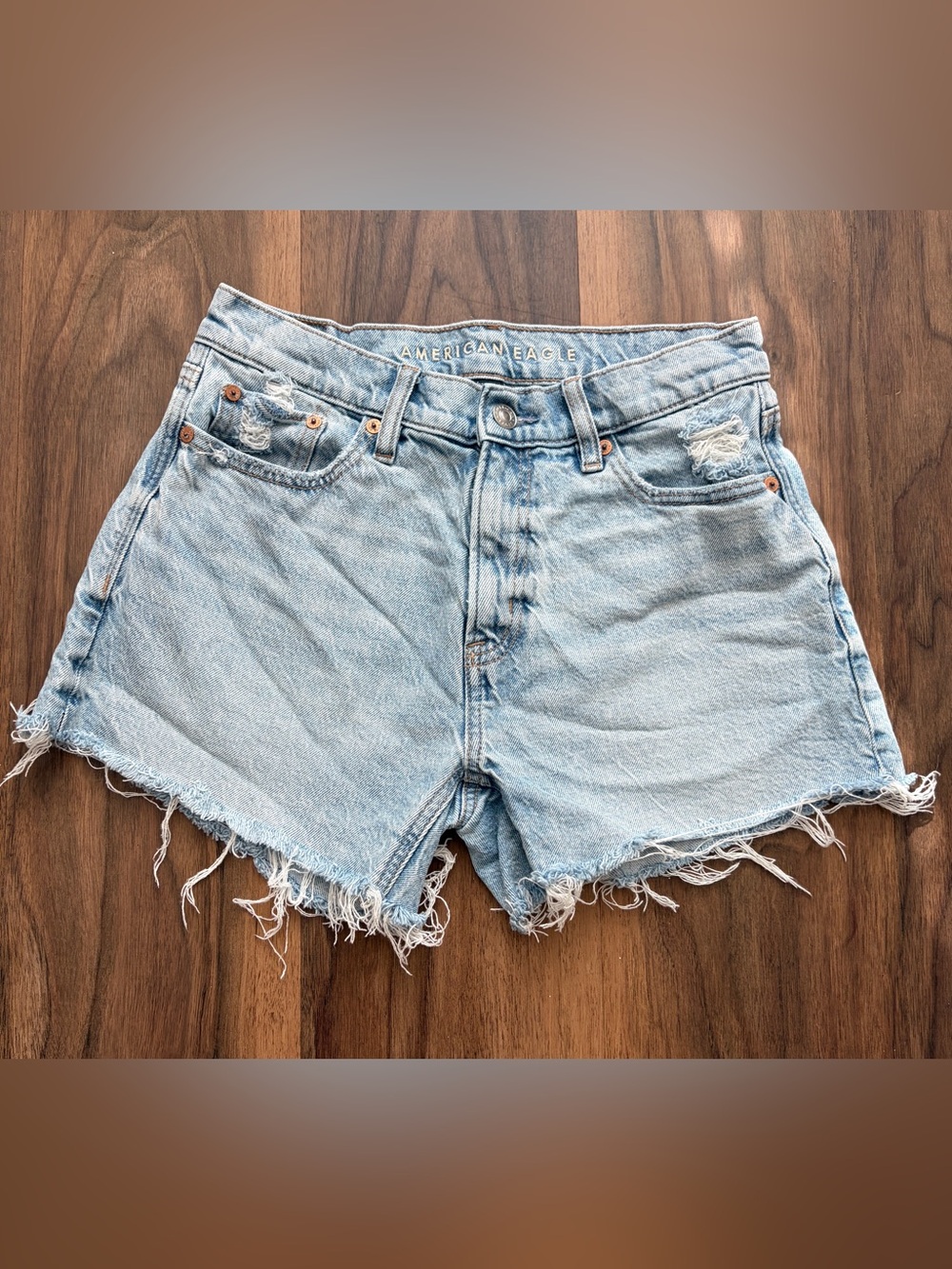 American Eagle Outfitters Light Blue Distressed Denim Cutoff Shorts